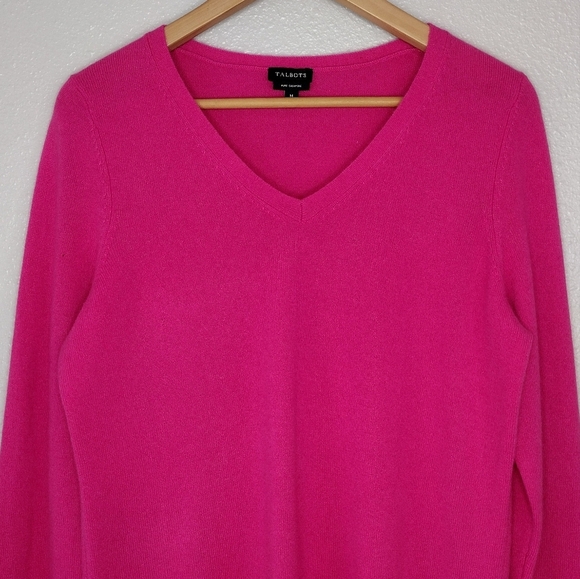 Talbots Pure Cashmere Pullover Long Sleeves V-Neck Sweater Size M - Picture 3 of 13